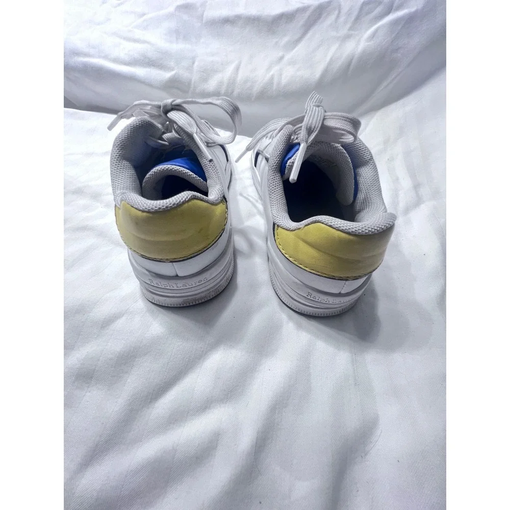 Polo Ralph Lauren Kids Heritage Court III White Multi Color Logo Sneakers Size12